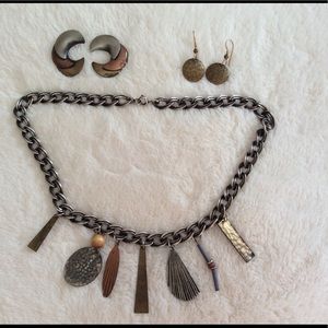 Necklace and Earrings Vintage Mixed Metals
